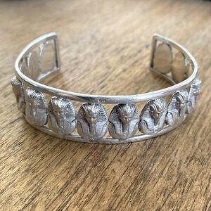 Vintage Silver King Tut Cuff Bracelet